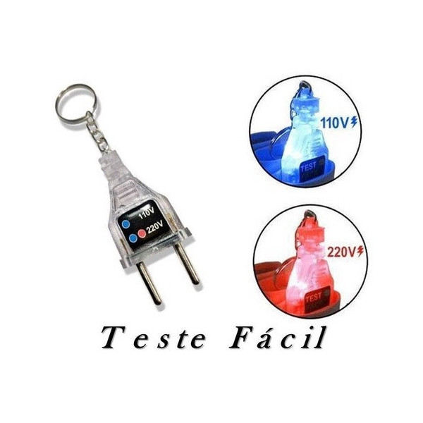 Teste Identificador Tomada 110V - 220V Chaveiro Voltagem Led