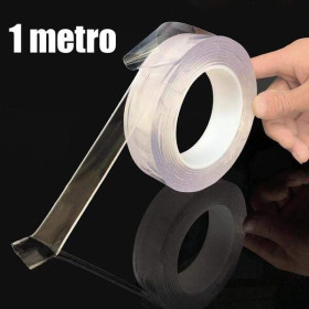 Fita Dupla Face Extra Forte Transparente NanoGel Silicone Mágica Adesiva Cola na Parede Móvel Porta