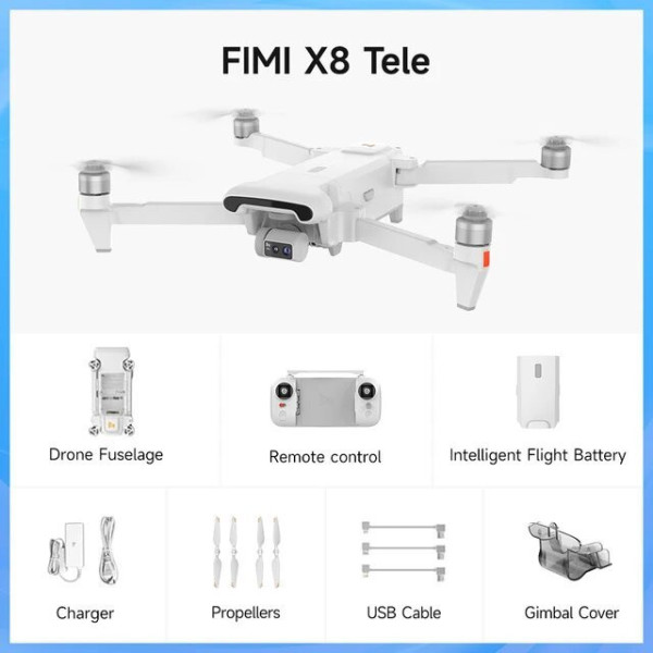 Drone FIMI X8 Tele Max drone com grande angular e tele câmera 30x Zoom híbrido 4K 60fps 20KM GPS AI Super Night Video
