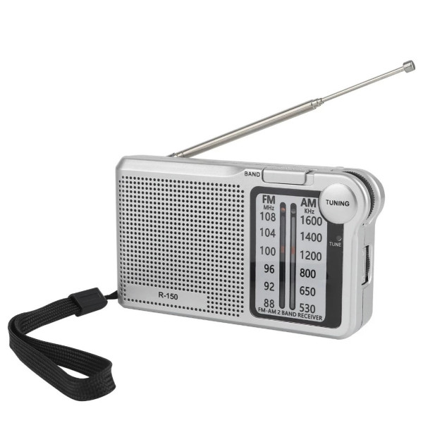 Rádio Portátil De Bolso Portátil AM FM Bateria Recarregavel e Pilha com Alça Presente Pai Mãe Vó