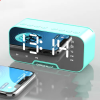 Caixa De Som com Bluetooth Rádio Fm Relógio Despertador de mesa Espelho LED