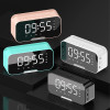 Caixa De Som com Bluetooth Rádio Fm Relógio Despertador de mesa Espelho LED