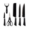 Kit de Conjunto Facas Tesoura Descascador Cozinha Gourmet 6 Peças